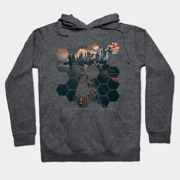 Hexagon city Hoodie by GabbisDesign